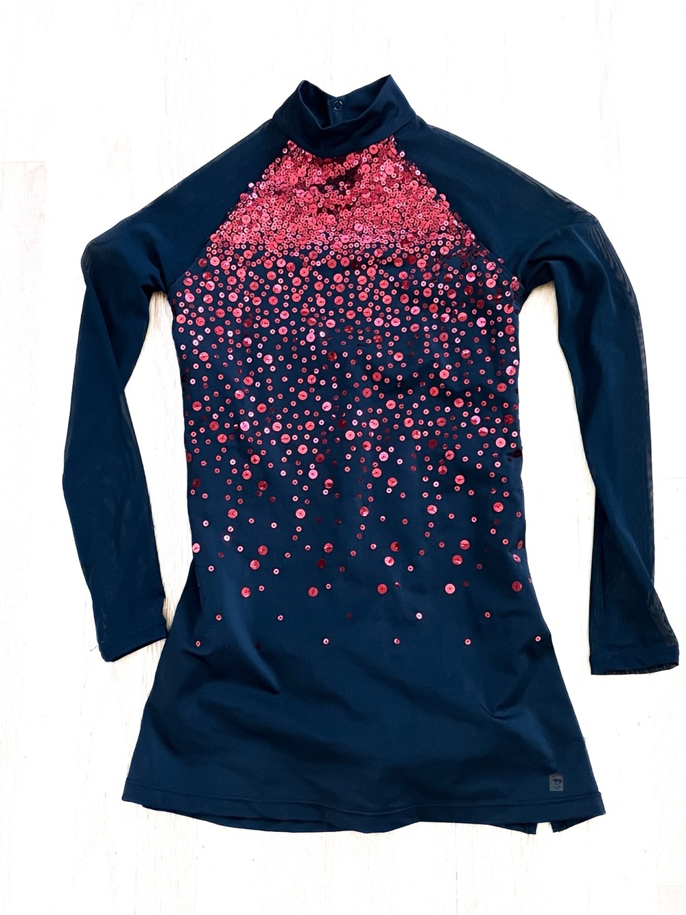 Balera dance/figure skating costume in black with red sequins. Size LC